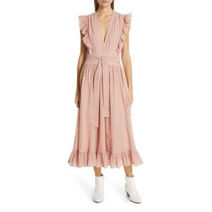 Robert Rodriguez Womens Size 6 Soft Pink Ruffle Eyelet Prairie Dress $525 EUC
